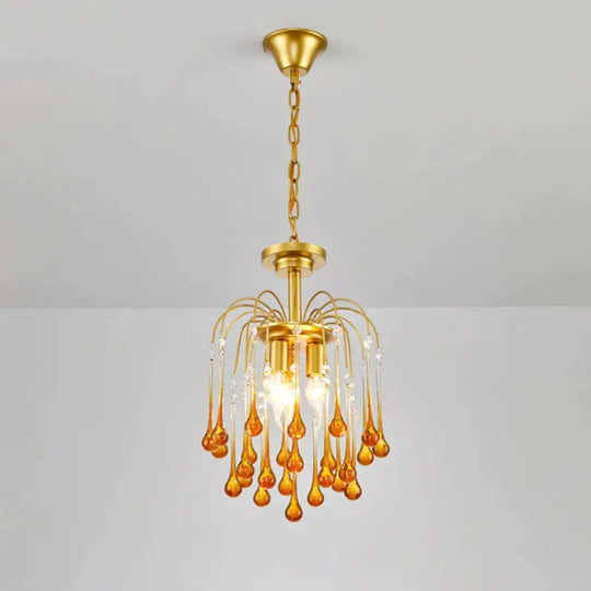 Clear/Deep Tan Crystal Sputnik Pendant Chandelier Traditionary 3/5/6 Bulbs Ceiling Hanging Light In