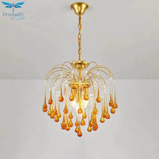 Clear/Deep Tan Crystal Sputnik Pendant Chandelier Traditionary 3/5/6 Bulbs Ceiling Hanging Light In