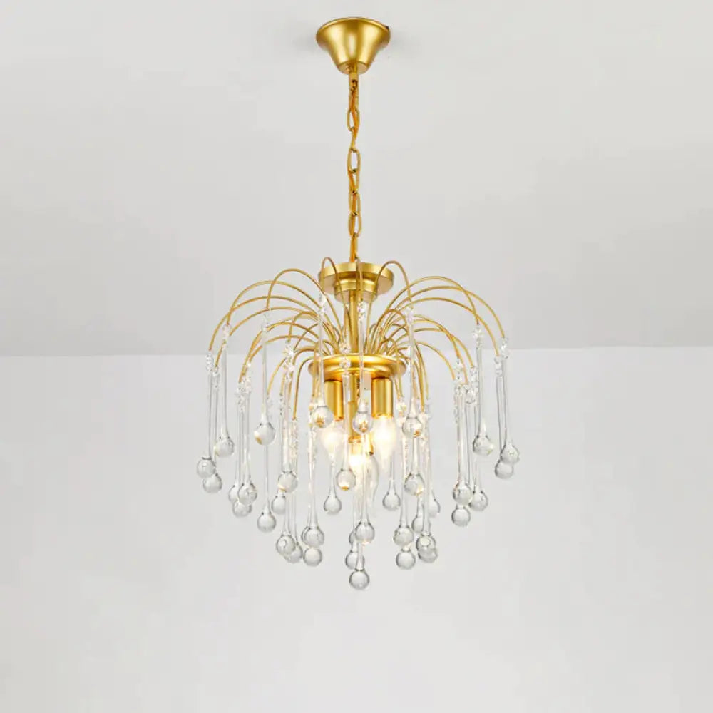 Clear/Deep Tan Crystal Sputnik Pendant Chandelier Traditionary 3/5/6 Bulbs Ceiling Hanging Light In