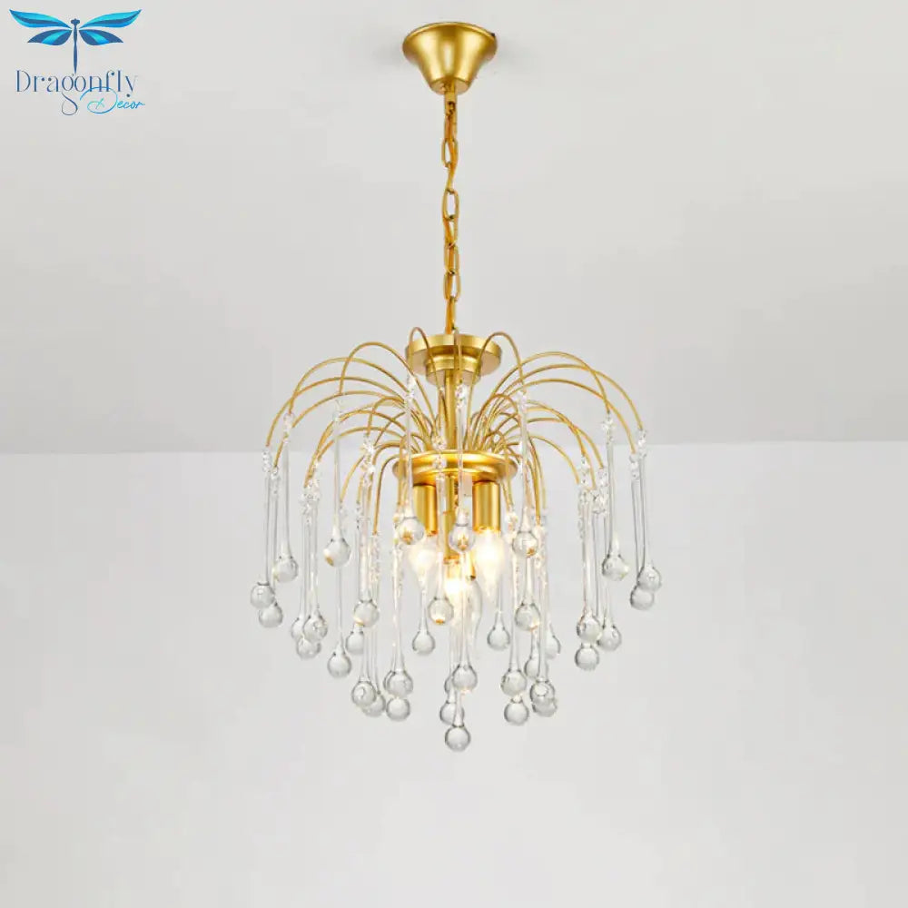 Clear/Deep Tan Crystal Sputnik Pendant Chandelier Traditionary 3/5/6 Bulbs Ceiling Hanging Light In