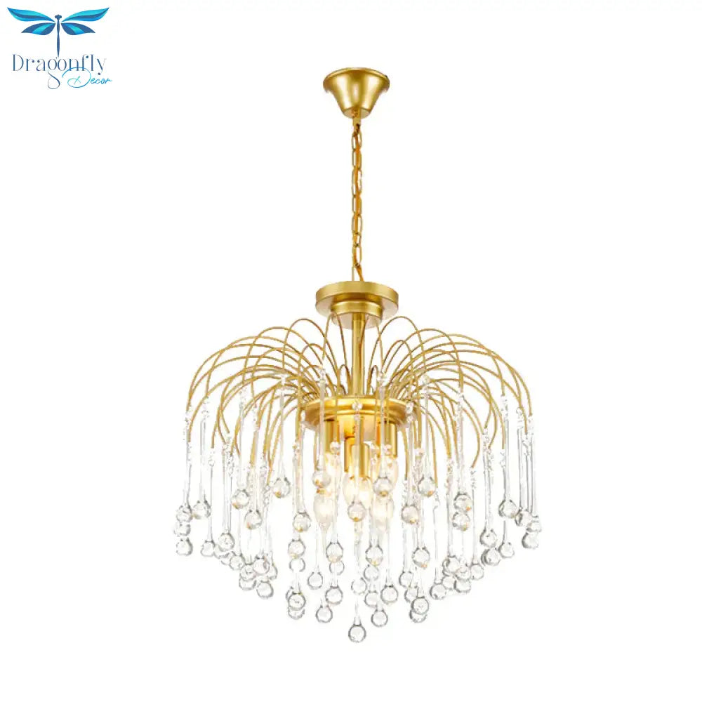 Clear/Deep Tan Crystal Sputnik Pendant Chandelier Traditionary 3/5/6 Bulbs Ceiling Hanging Light In