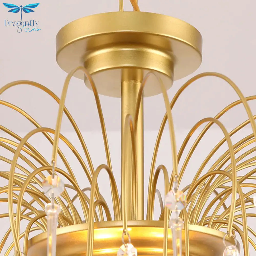 Clear/Deep Tan Crystal Sputnik Pendant Chandelier Traditionary 3/5/6 Bulbs Ceiling Hanging Light In