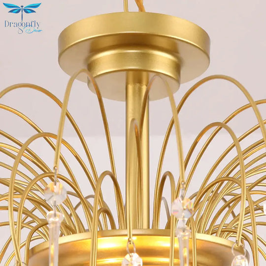 Clear/Deep Tan Crystal Sputnik Pendant Chandelier Traditionary 3/5/6 Bulbs Ceiling Hanging Light In
