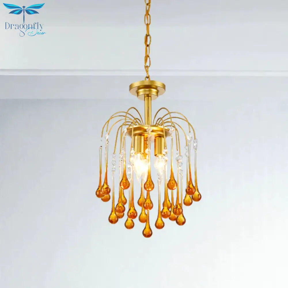 Clear/Deep Tan Crystal Sputnik Pendant Chandelier Traditionary 3/5/6 Bulbs Ceiling Hanging Light In