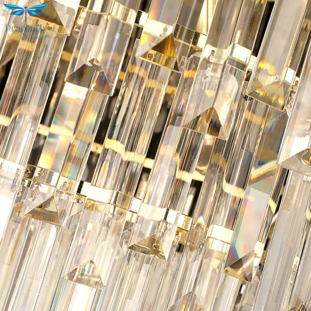 Clear Tri - Sided Crystal Rod Tiered Drop Lamp Modernism 11/23 Lights Living Room Pendant Chandelier