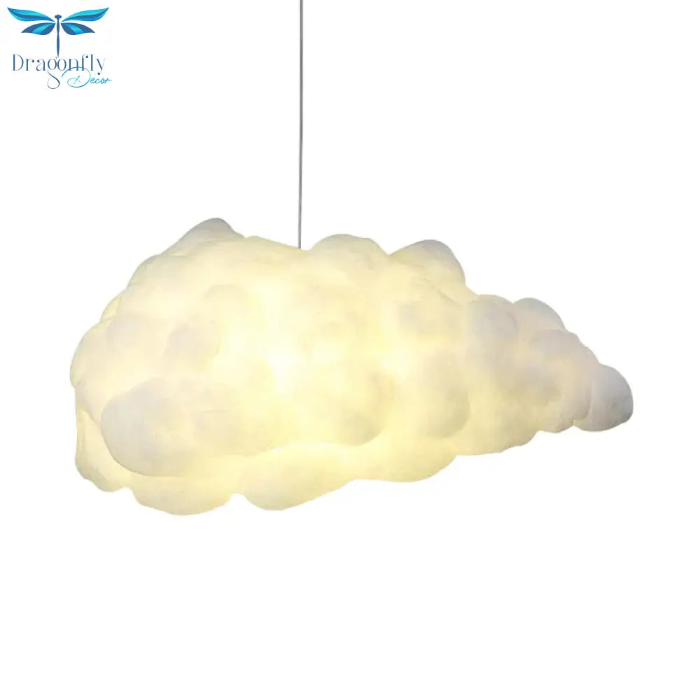 Cloudy Hanging Pendant Light Artistry Fabric 1 - Head Living Room Ceiling In White