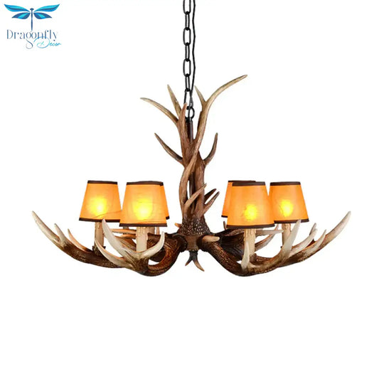 Cone Resin Ceiling Lamp Traditional 6/8/10 - Head Living Room Chandelier Pendant Light With