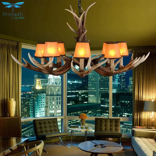 Cone Resin Ceiling Lamp Traditional 6/8/10 - Head Living Room Chandelier Pendant Light With