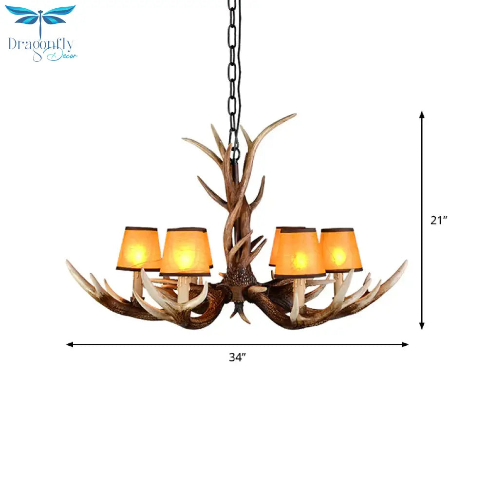 Cone Resin Ceiling Lamp Traditional 6/8/10 - Head Living Room Chandelier Pendant Light With
