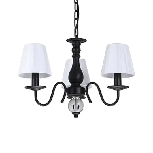 Conical Living Room Pendant Chandelier Traditional Fabric 3/5/6 Lights White Hanging Fixture 3 /