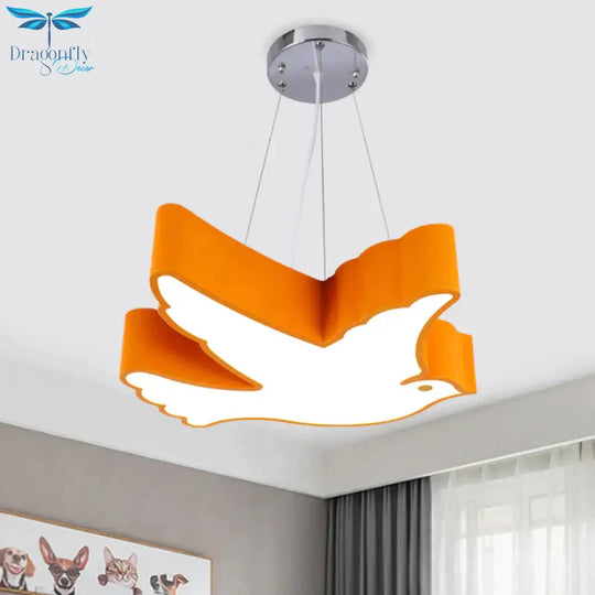 Contemporary Led Pendant Chandelier Blue/Green/Red Flying Bird Suspended Lighting Fixture With