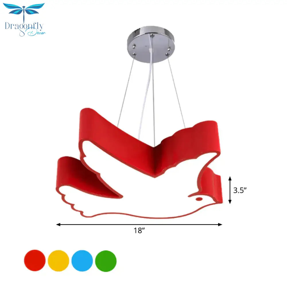 Contemporary Led Pendant Chandelier Blue/Green/Red Flying Bird Suspended Lighting Fixture With