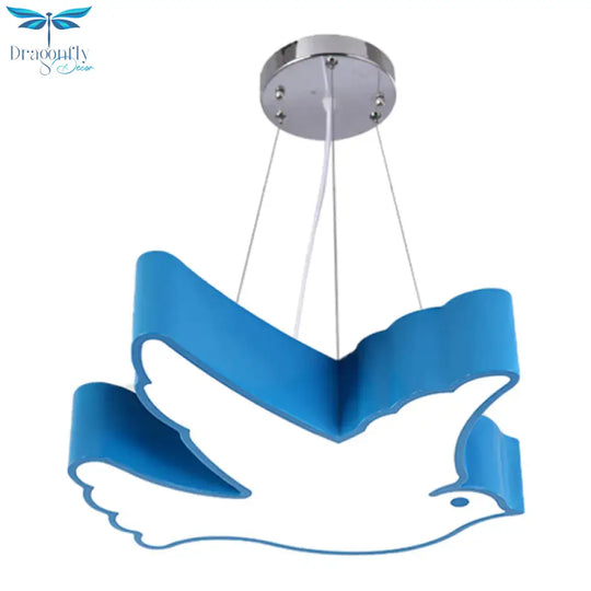 Contemporary Led Pendant Chandelier Blue/Green/Red Flying Bird Suspended Lighting Fixture With