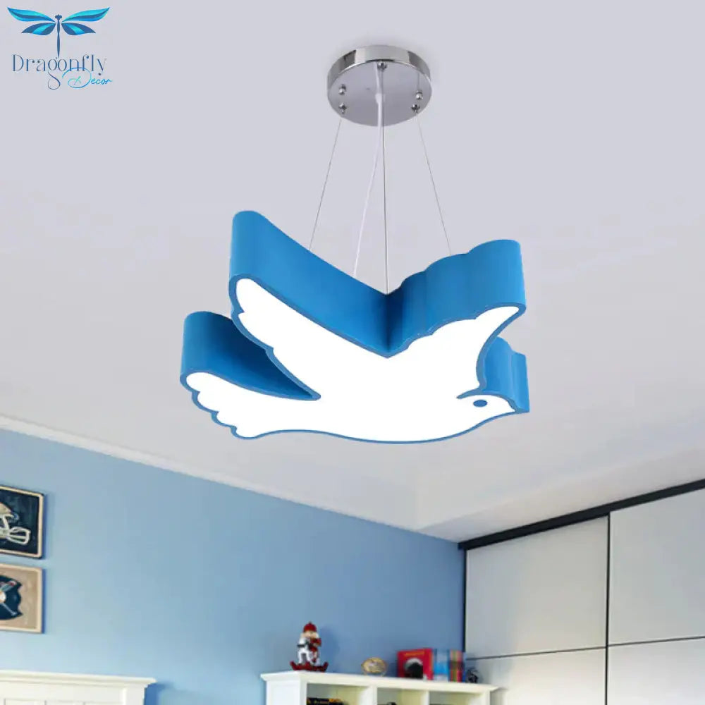 Contemporary Led Pendant Chandelier Blue/Green/Red Flying Bird Suspended Lighting Fixture With