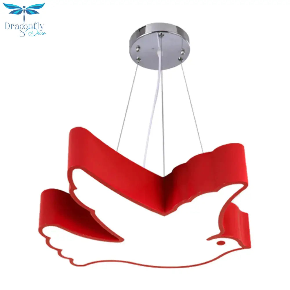 Contemporary Led Pendant Chandelier Blue/Green/Red Flying Bird Suspended Lighting Fixture With