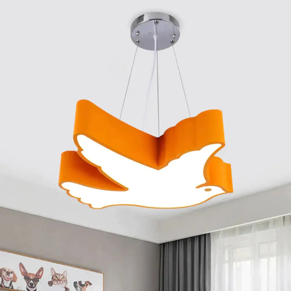 Contemporary Led Pendant Chandelier Blue/Green/Red Flying Bird Suspended Lighting Fixture With