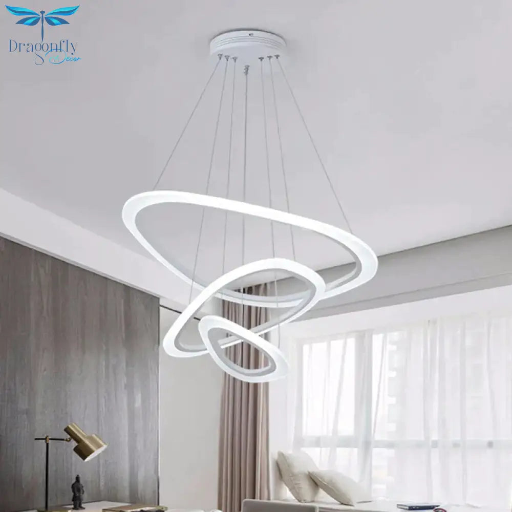 Contemporary Triangular Led Pendant Light In Warm/White - Available Multiple Sizes