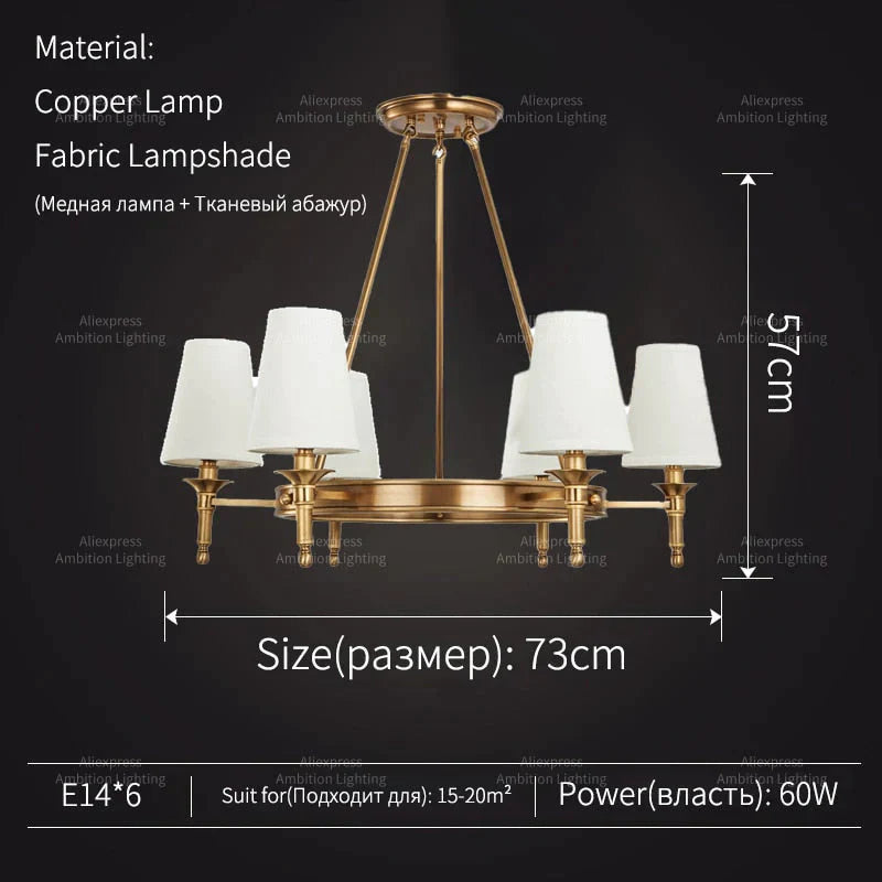 Copper Round 6 - 8 Light Chandelier For Bedroom Kitchen Dining Room Living Lights / Cold White 6000K