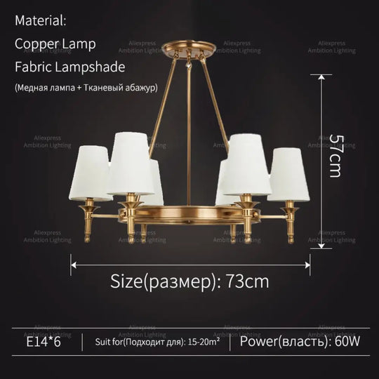 Copper Round 6 - 8 Light Chandelier For Bedroom Kitchen Dining Room Living Lights / Cold White