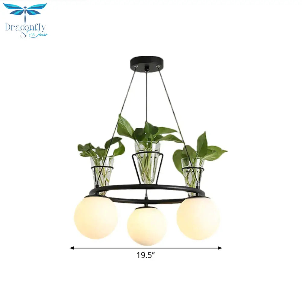 Cream Glass Globe Ceiling Chandelier Warehouse 3/5 - Light Dining Room Hanging Light Kit In Black