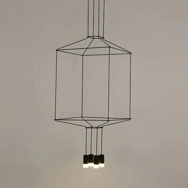 Creative Modern Art Pendant Lamp Light Black Metal Long Wire Simple Shape Kitchen Bar Hanging