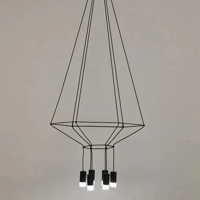 Creative Modern Art Pendant Lamp Light Black Metal Long Wire Simple Shape Kitchen Bar Hanging