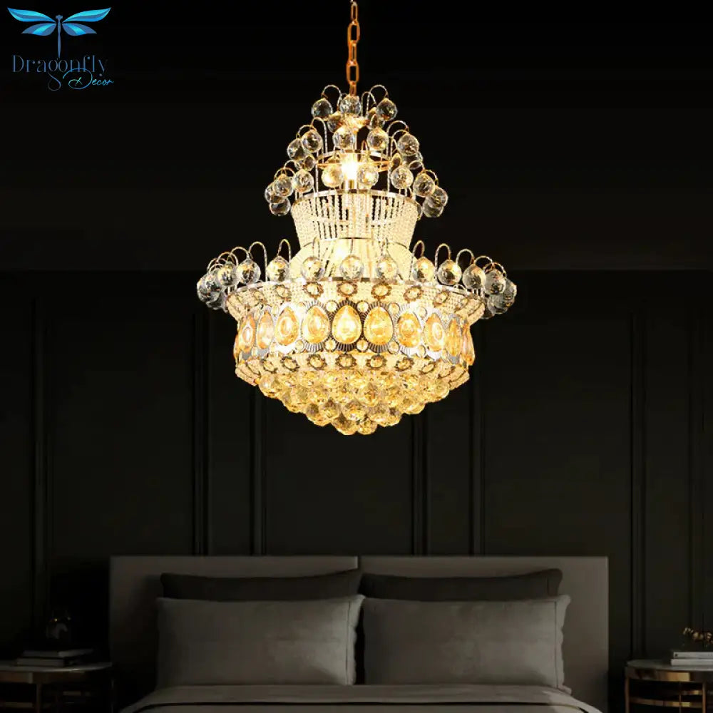 Creel Clear Crystal Stands And Balls Pendant Mid - Century 10 Bulbs Dinning Room Chandelier Lamp
