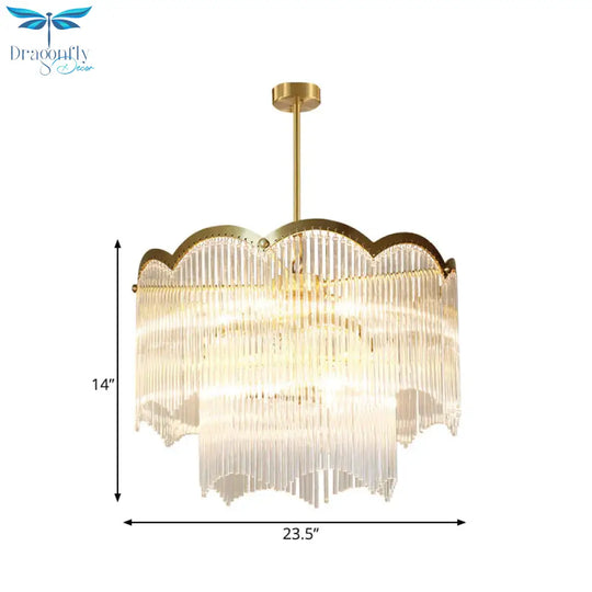 Crystal Gold Hanging Chandelier Round 6/9 Lights Traditional Ceiling Down Lighting Pendant For
