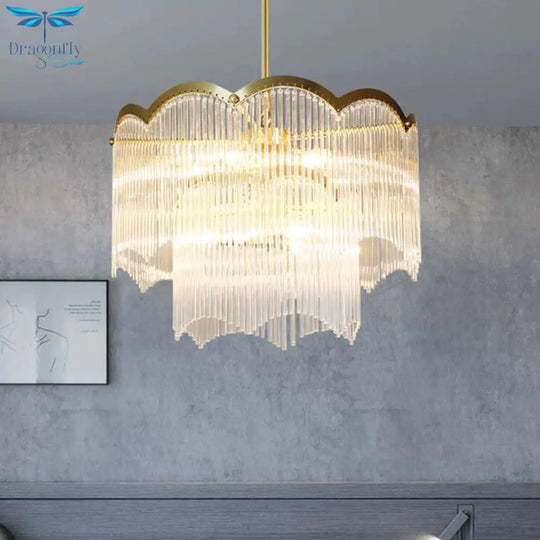 Crystal Gold Hanging Chandelier Round 6/9 Lights Traditional Ceiling Down Lighting Pendant For