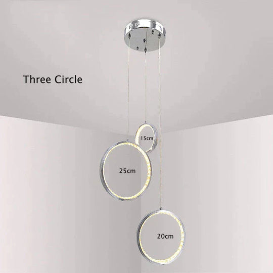 Crystal Rings Led Pendant Light Fixture For Indoor Lamp Lamparas De Techo Surface Mounting Bedroom