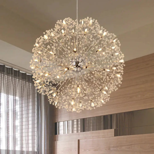 Crystal Sputnik Chandelier Pendant Light Simple 24/32 Lights Ceiling Lamp In Silver 32 /