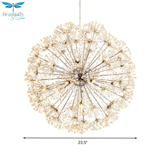 Crystal Sputnik Chandelier Pendant Light Simple 24/32 Lights Ceiling Lamp In Silver