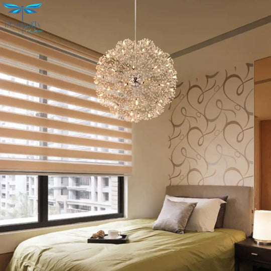 Crystal Sputnik Chandelier Pendant Light Simple 24/32 Lights Ceiling Lamp In Silver
