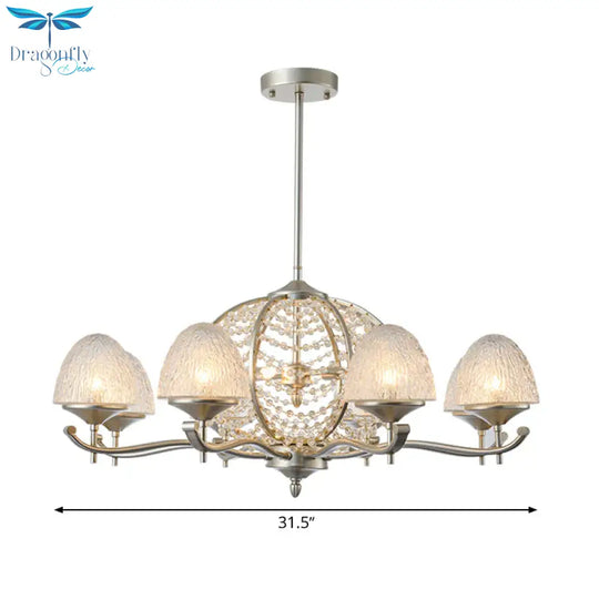 Crystal Tapered Hanging Chandelier Rural 8/10 Lights Living Room Pendant Light Kit In Silver