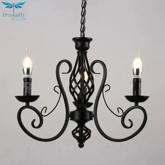 Curly Armed Metal Chandelier Lighting Traditional 3/5/6 Bulbs Living Room Ceiling Pendant Lamp In