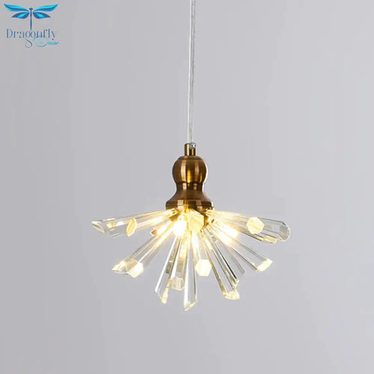 Daisy Flower Mini Hanging Lamp Art Decor Gold Crystal Rod Pendant Light Fixture Chandelier