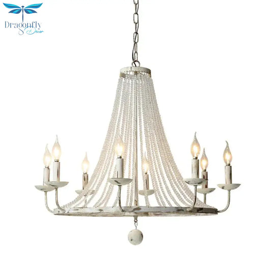 Distressed White Candle Ceiling Chandelier Modernism Crystal 5/6/8 Heads Hanging Light Fixture