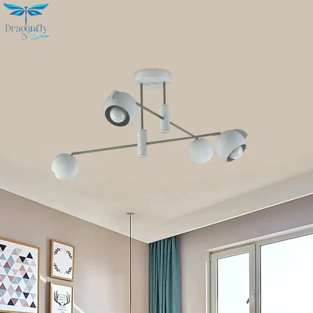 Dome Pendant Lighting Modern Metallic 4/6 Bulbs Living Room Multi Light In White With Disorder