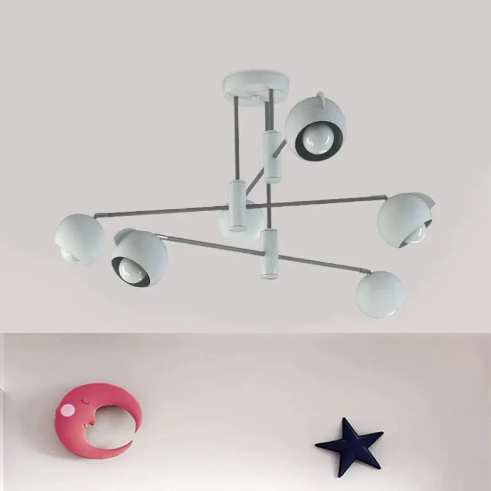 Dome Pendant Lighting Modern Metallic 4/6 Bulbs Living Room Multi Light In White With Disorder