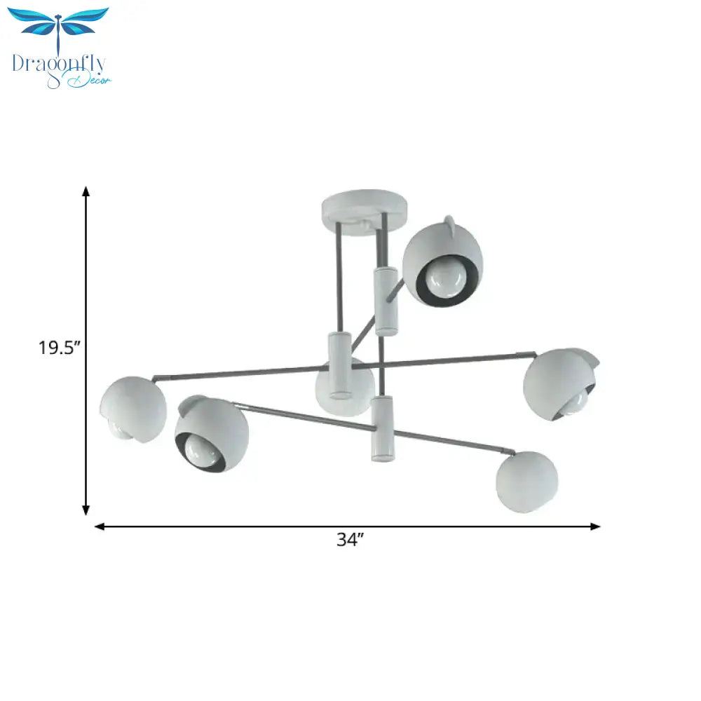 Dome Pendant Lighting Modern Metallic 4/6 Bulbs Living Room Multi Light In White With Disorder