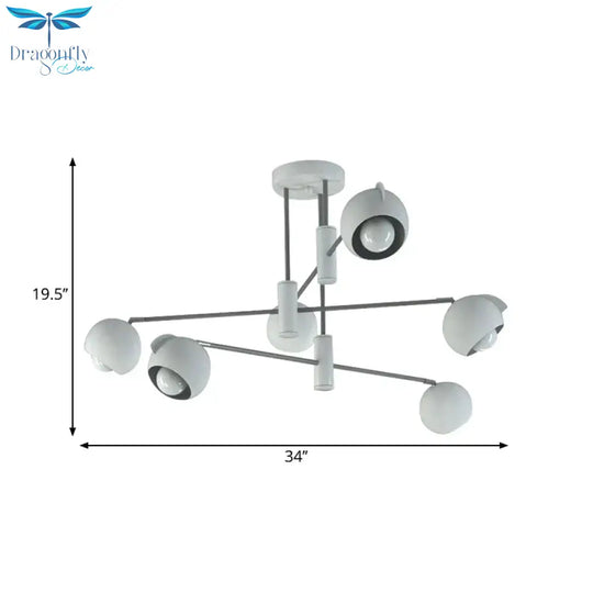 Dome Pendant Lighting Modern Metallic 4/6 Bulbs Living Room Multi Light In White With Disorder