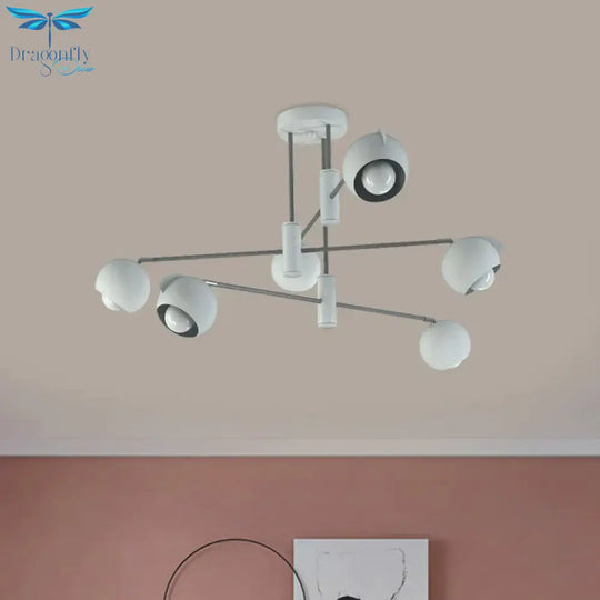 Dome Pendant Lighting Modern Metallic 4/6 Bulbs Living Room Multi Light In White With Disorder