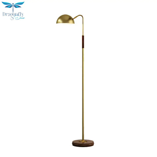Dome Shade Living Room Floor Lighting Metal Single Light Postmodern Stand Lamp In Brass