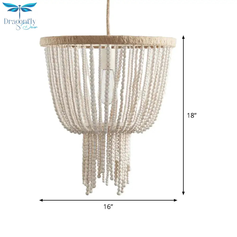 Dome Wood Bedroom Hanging Chandelier Contemporary 1 Head White Ceiling Pendant Light