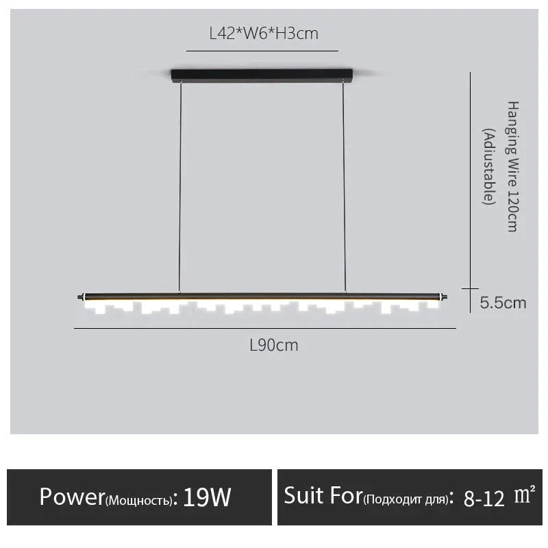 Drift - Nordic Dining Room Kitchen Island Pendent Lamp Black - L90Cm / Warm Light 3000K Pendant