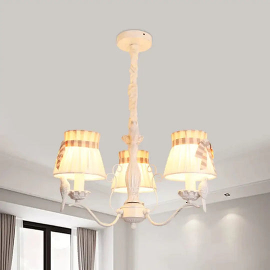 Fabric Cone Hanging Chandelier Nordic 3/5/6 Heads Pendant Ceiling Light In White For Living Room 3 /