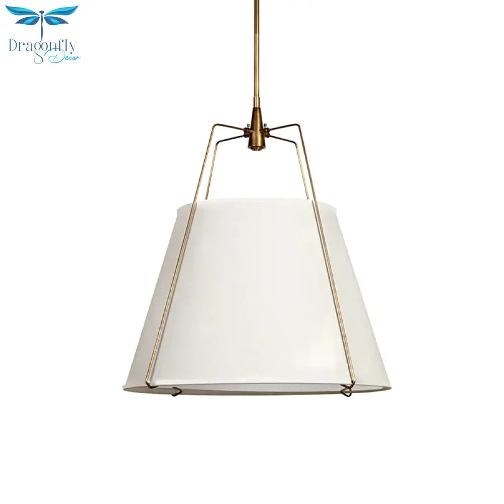 Fabric Cone Hanging Lamp Vintage 2 Lights Dining Room Chandelier Pendant Light In White