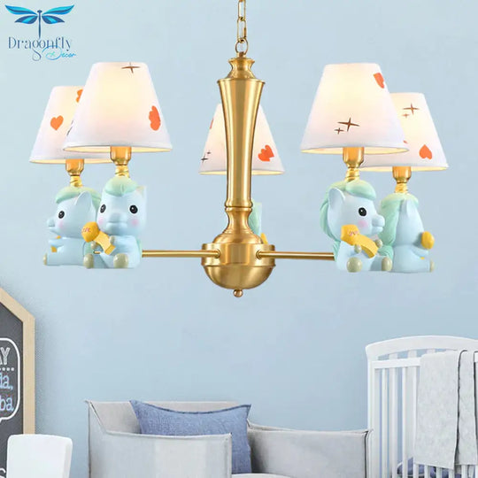 Fabric Tapered Shade Hanging Ceiling Lamp Nordic Light Fixtures For Bedroom