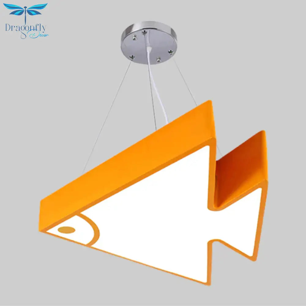 Fish Chandelier Pendant Light Modernist Acrylic Red/Blue/Green Led Hanging Lamp Kit For Bedroom
