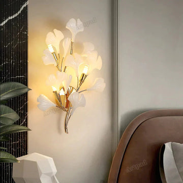 Modern Porcelain Leaves Wall Sconce